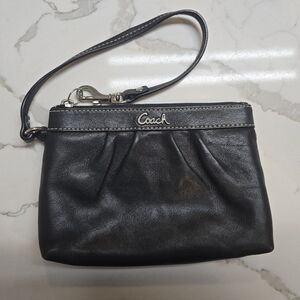 Coach Black Leather Clutch Wristlet